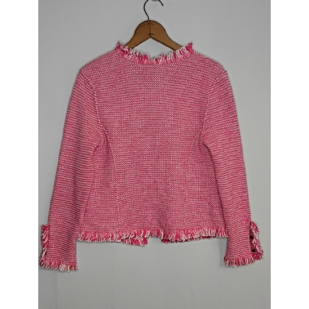 NIC + ZOE Knit Cardigan Sweater Open Women's Sz S Pink Fringe NWOT - Picture 2 of 11